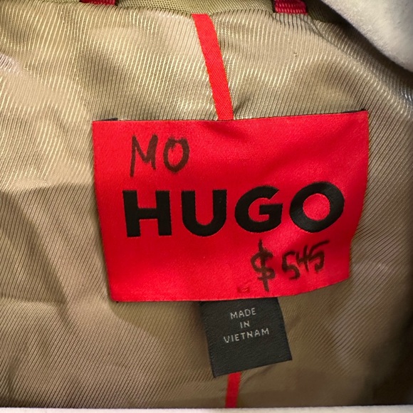 HUGO Maluks Khaki Trench Coat – Water-Repellent, Belted, Size 42R NWT - Picture 8 of 10